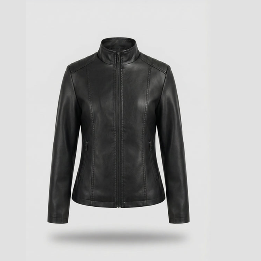 Veste cuir maille femme